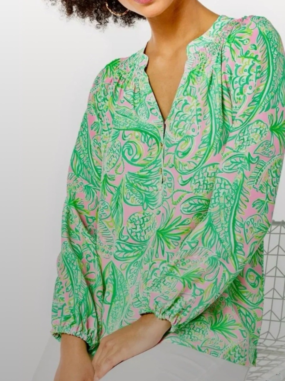 Lilly Pulitzer Elsa Top, Mandevilla Baby Fins & Flippers, Size Small